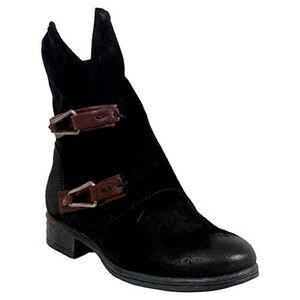Miz Mooz YEATS burnished leather black ankle booties.